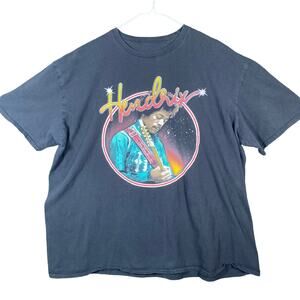Hendrix Mens Shirt Black Authentic Band Tee Short Sleeve Paint Splater Cotton XL